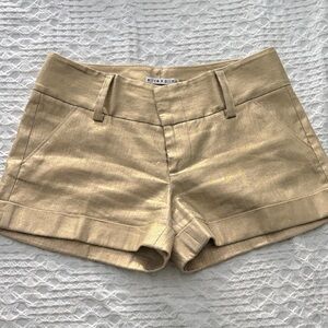 Alice + Olivia Metallic Gold High Waist Shorts